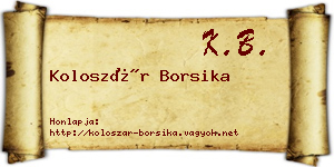 Koloszár Borsika névjegykártya